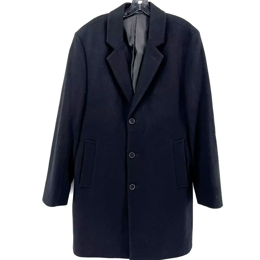 Michael Kors Classic Fit Luxury Wool Cashmere Blend Overcoats Black 48R NWT
